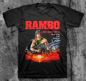 Rambo Part 2 Classic T-shirt Cotton Casual Fashion Menswear Retro Streetwear Top Vintage Classic Stylish Basic