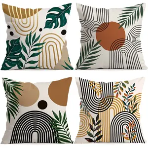 4pcs Boho Geometric Pattern Cushion Covers, Single-Sided Print, Living Room Bedroom Home Decor, All-Season Pillow Cases, No Insert Included