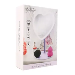Lavender Heart-Shaped LED Vanity Mirror - 13.5 Inch LED Ring Light, Built-in Storage Tray, Smart Touch On/Off Switch, Perfect for Valentine's Day