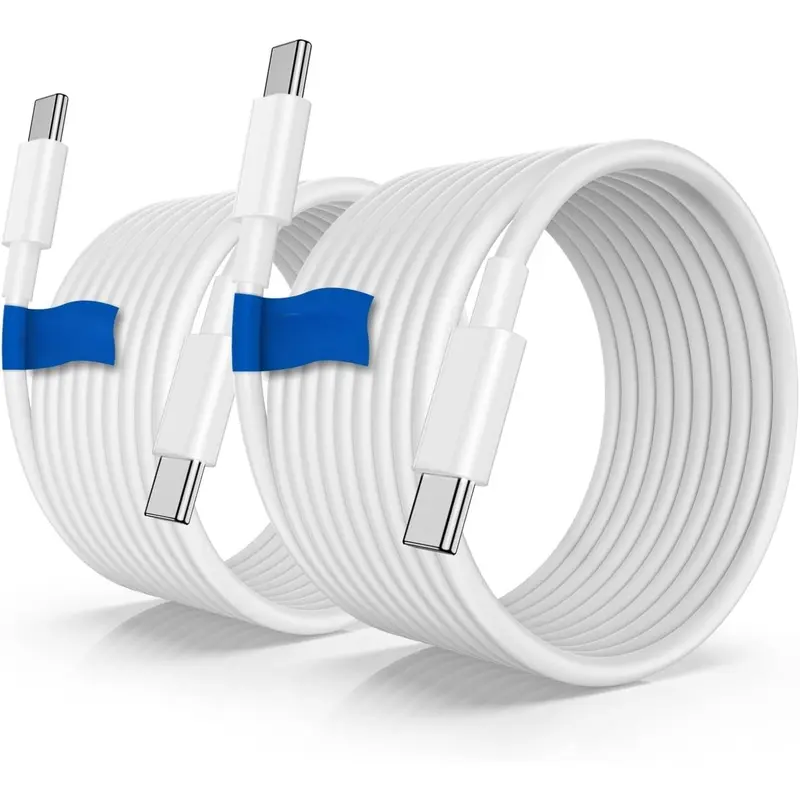 60W USB-C Fast Charging Plastic Cable with Type-C Plug, 10ft Cord - Supports 60W, Compatible with iPhone 16/15 Plus/15 Pro Max, MacBook, iPad Pro 12.9/11/Mini/Air 4, Samsung Galaxy Phones - Electronic Accessory