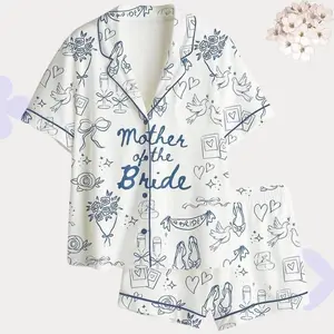 Mother of the Bride Blue Toile Pajama Set – Bridal Party Gift PJs