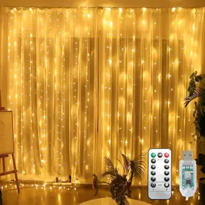 2 Packs 300 LED Curtain String Lights, 9.8x9.8ft Waterproof Fairy Lights with 8 Lighting Modes & Remote Control, Super Bright Decor for Christmas, Weddings, Parties, Bedroom, Wall and Window