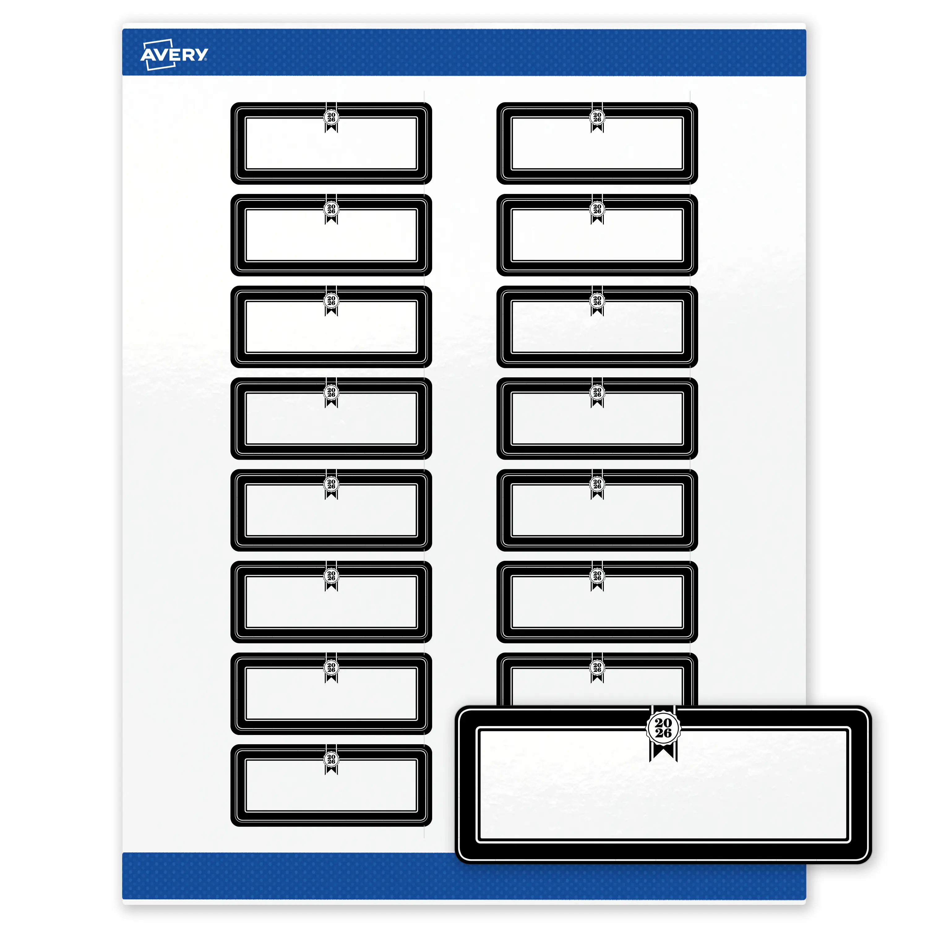 Avery® Printable Address Labels, 1" x 2-5/8", Glossy White, Sure Feed® Technology, Pre-printed 2026 Black & White Seal Design Great for Graduation, Laser & Inkjet Compatible, 160 Total