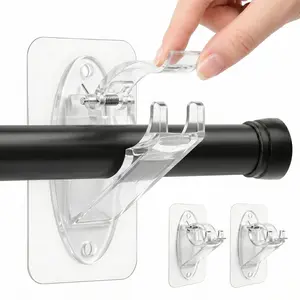 New Model Curtain Rod Brackets Without Drilling, Self-Adhesive Polyester Fiber Fixers, Nail-Free Hooks for Bathrooms and Living Rooms, Adhesive Curtain Rod Holder