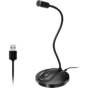USB Microphone, 360 Degree Adjustable Gooseneck Design, Mute Button &amp; LED Indicator, Noise-Canceling Technology, Plug &amp; Play, Compatible with Windows &amp; MacOS