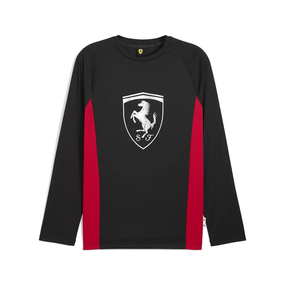 PUMA Mens Scuderia Ferrari Graphic Crew Neck Long Sleeve Shirt Casual Tops Casual - Black