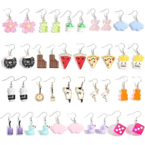 20 Pairs Weird Earrings Funny Earrings Gummy Bear Duck Water Bottle Fish Dinosaur Mushroom Butterfly Strawberry Dangle Earrings Set for Women