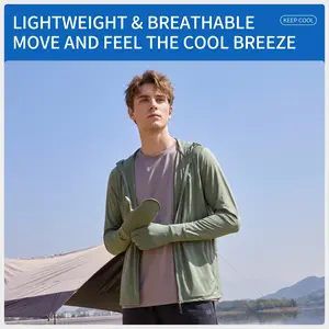 UPF50+ Cool Sun Protection Jacket – Lightweight, Breathable & Quick-Dry, Outdoor Sports Hoodie with Hood & Thumb Gloves