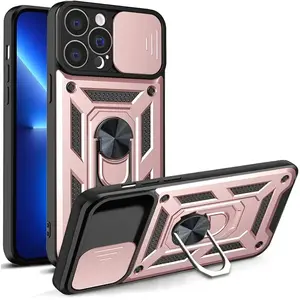 Phone case Case with Slide Camera Cover & Rotated Ring Kickstand Military Grade Shockproof with Magnetic Car Mount Holder Cover for iphone 17 phone case 16 15 14 13 12 11pro max plus tiktokshopcreatorpicks stylish tough phone case