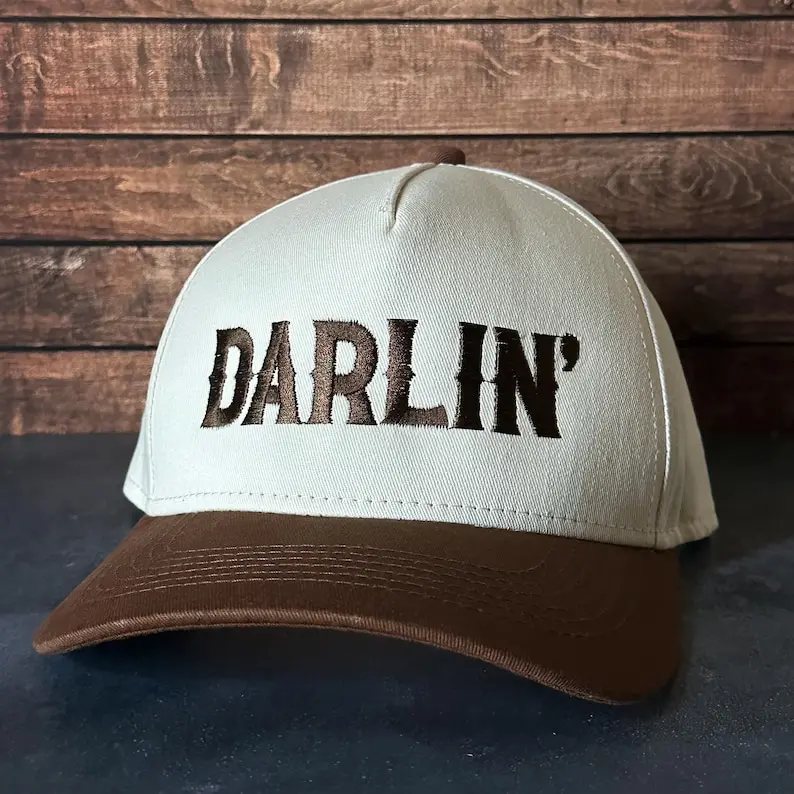 Vintage Style Darlin’ Embroidered Canvas Snapback Trucker Hat