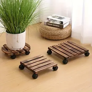 Four-Wheel Plant Pot Tray With Brakes, Square And Round Plant Trays, Ideal For Outdoor Use And Home Garden Decoration