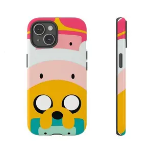 Vibrant Playful Adventure Time Cartoon Character Art Ultra-Protective Shockproof Tough Phone Case for iPhone 11 12 13 14 15 16 17 Pro Max Plus