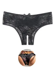 Women's Crotchless Underwear Lace Sexy Panties Lingerie Plus Size Cheeky Briefs Hipster Thong for Women Soft Comfy Curvy Sheer Knicker Underwear for All Seasons Special Night Breathable Elastic Womenswear Trim Knickers Fit  Marry Wife Gift Panties S-4XL