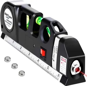 Laser Level, Multipurpose Line Tool with 8ft/2.5M Rulers, Standard Cross Line Laser Leveler for Picture Hanging, Cabinets, Tile Walls