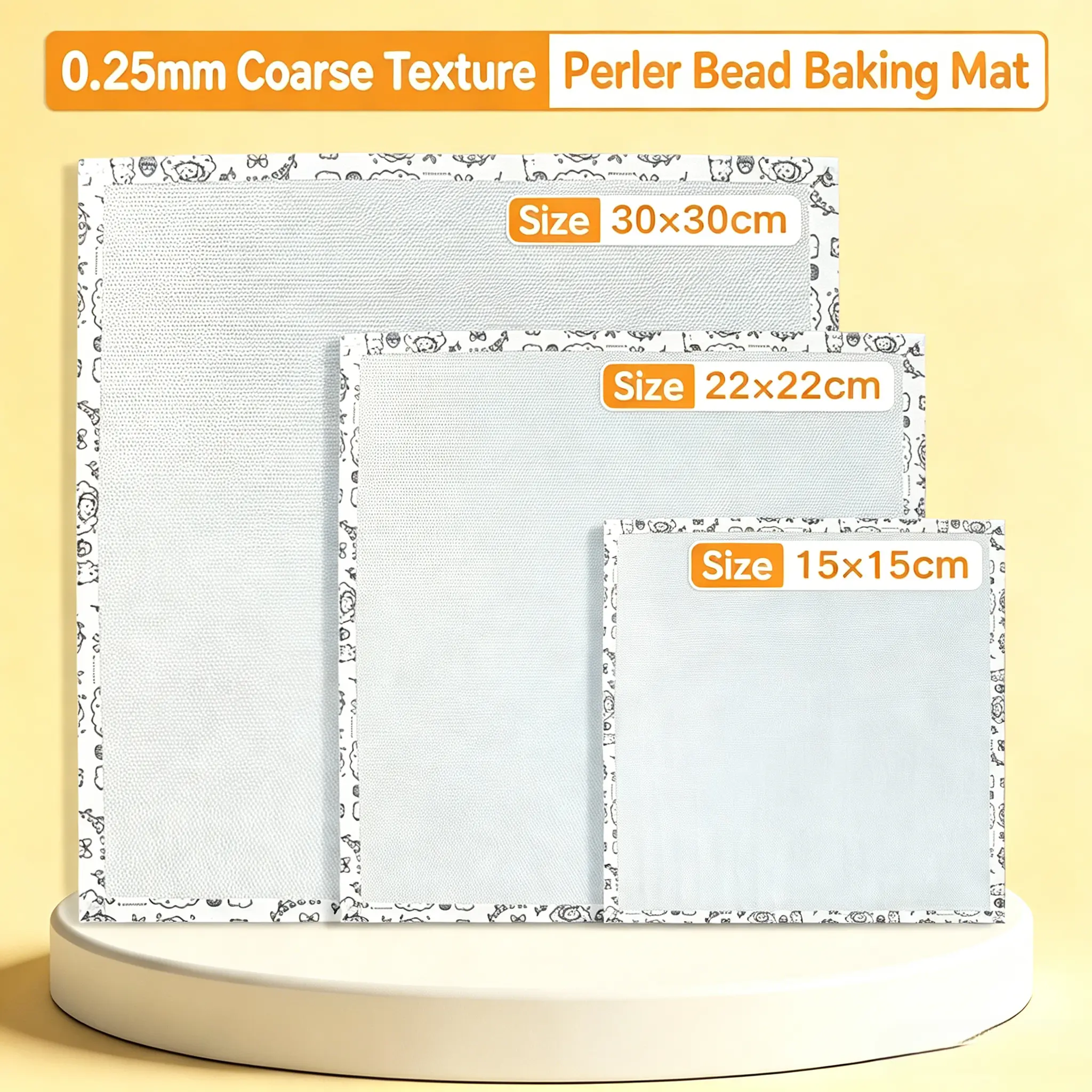 0.25mm Thick Coarse Texture Fuse Beads Ironing Mat | Heat Resistant Perler Beads Baking Paper | Reusable DIY Pixel Art Craft Sheet (30×30 / 22×22 / 15×15cm)