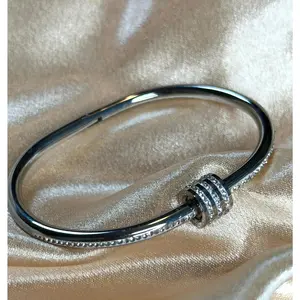 Silver Bangle with rhinestones