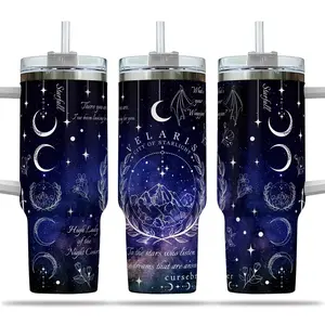 Velaris night sky Tumbler 40oz with Handle, ACOTAR Aesthetic Stainless Steel Mug, Bookish Gift for Readers and Fantasy SJM Fans
