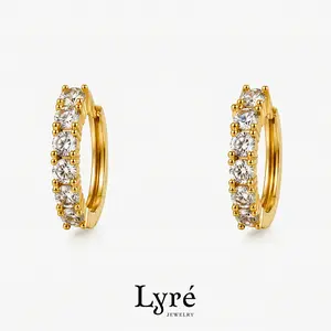 Brigitte Round CZ Huggie Hoop Earrings |ER026