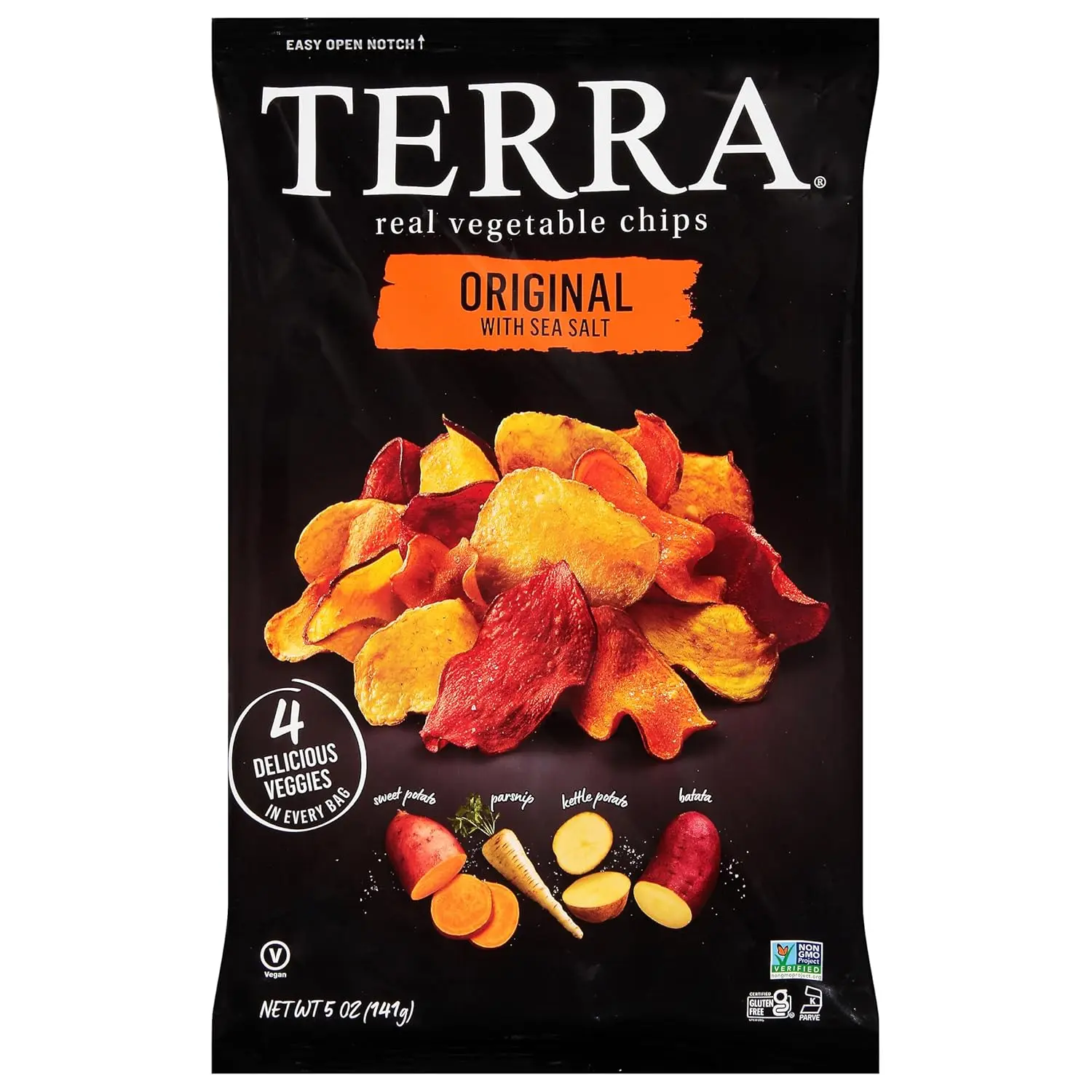 Terra Vegetable Chips, Original Chips with Sea Salt, 5 oz
