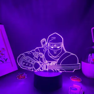 Cool Ninja Lamp - LED Touch Night Light for Kids Bedroom, Figure Shape with RGB Color Changing, Battery or DC Powered, New Year Gift