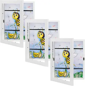 Sunnyglade 3 Pack Kids Art Frames, 8.5x11 Front Loading Kids Artwork Frames Changeable Display, Storage Frames for Holds 70 Pieces Children Artwork, for Wall&Table, Hanging Art, Crafts (White)