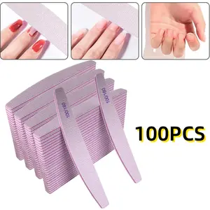 100PCS Professional Nail File Buffers - Double-Sided 100/180 Grit for Acrylic Natural Nails, Reusable Manicure Tools,Unscented Nail Care Solution Durable File