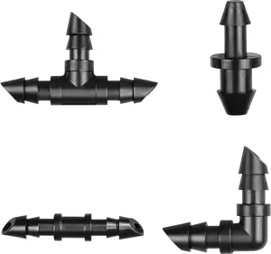 1/4 Inch Drip Irrigation Fittings Kit140 Pieces Drip Irrigation Parts with  End for 1/4" Irrigation Tubing Barbed Connectors for Home Garden 60 Couplings 50 Tees 20 Elbows 10 Goof Plugs