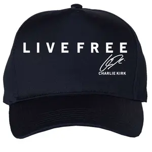 Live Free Fight For Freedom Charlie Kirk Signature Tribute USA Christian Faith Five-Panel Snapback Cap Hat