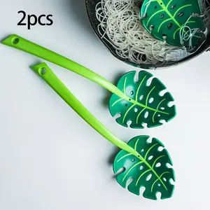 2Pcs Leaf colander kitchen cooking scoop heat-resistant spoon Monstera leaf vegetable spoon food draining spoon and spoon