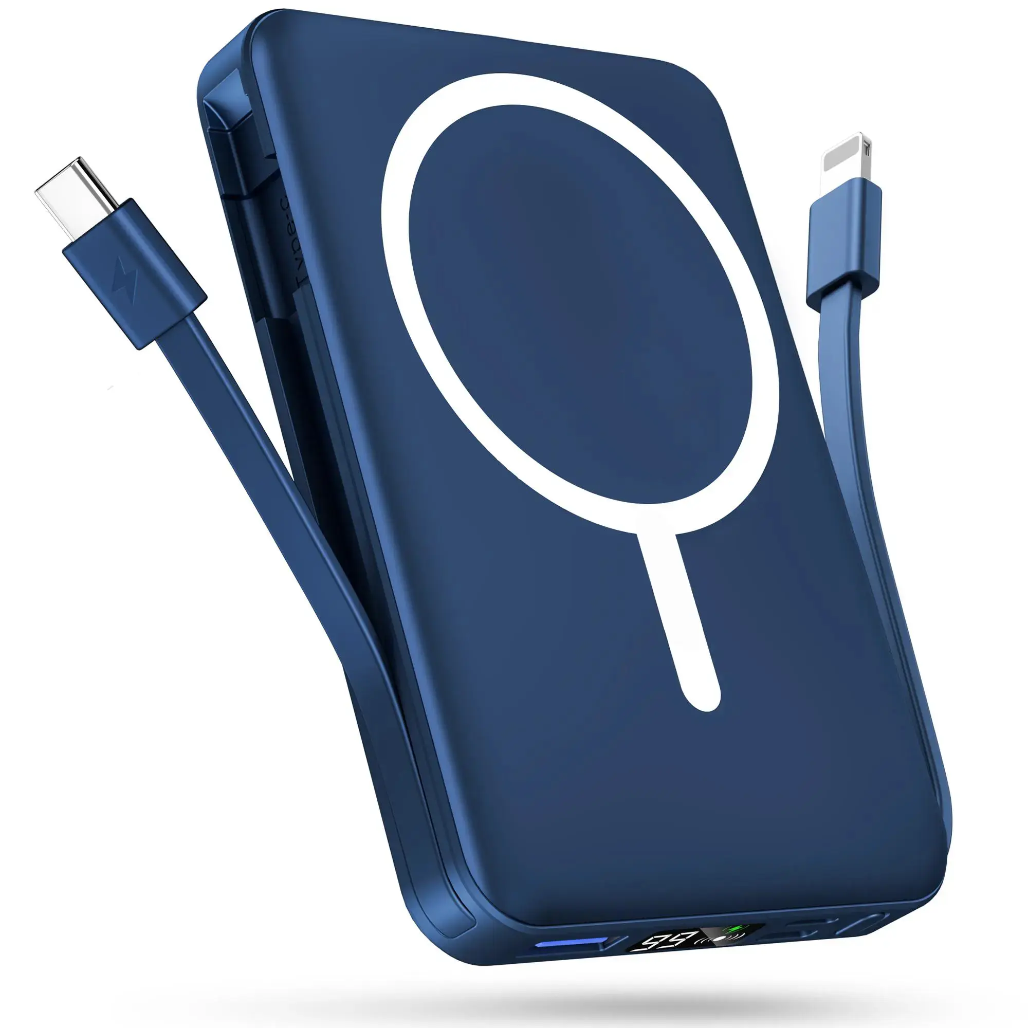 Podoru Power bank Power bank charger Portable power bank Magnetic power bank Magnetic Powerbank 10000mAh - Dual Cable, 5 Device Charging, 22.5W Wired/15W Wireless, Smart LED Display,  & Android Compatible, Compact & Portable  Foldable lithium ion