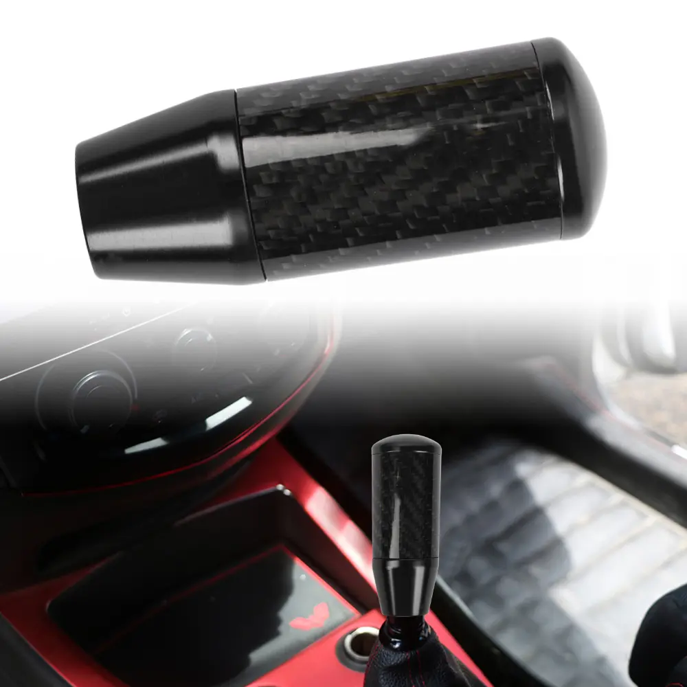 Brand New Universal Black Real Carbon Fiber & Aluminum Manual Car Gear Stick Shift Knob