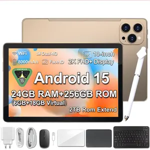 2026Ultra Slim Android Tablet with Accessories Kit,8GB RAM 256GB Storage, 10.1” Full Touch Display, Up to 1TB Expandable Tablet Bundle with Keyboard,Case,Stylus,Pre -installed Screen Protector,Perfect For Students,Bussinessman Gift,Black to School Gift