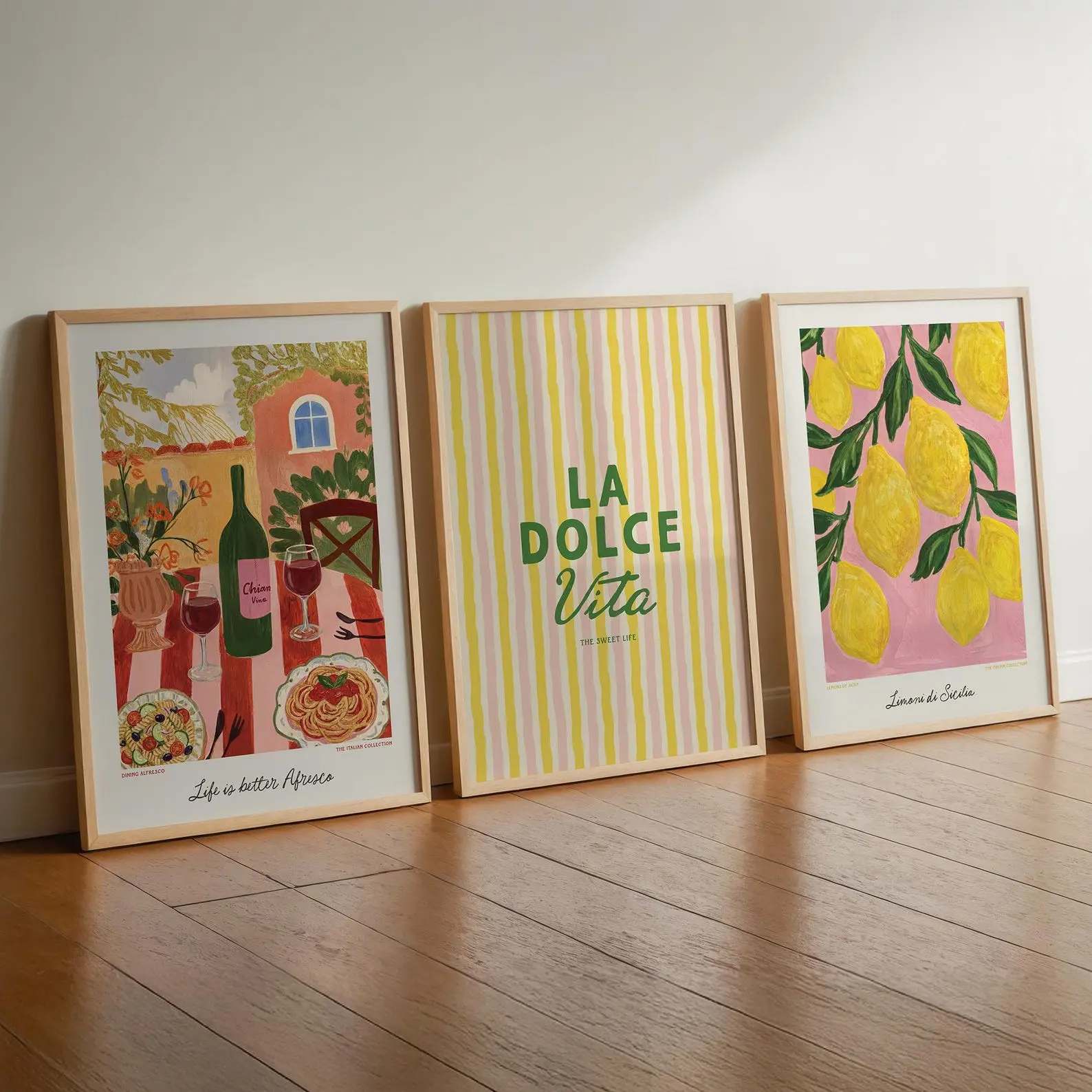 Set of 3 Wall Art Italian Kitchen Prints
