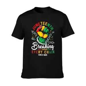 Juneteenth Breaking Every Chain Since 1865 Graphic T‑Shirt, Black History Fist Broken Chains African Colors Print Tee, Casual Short Sleeve Freedom Top
