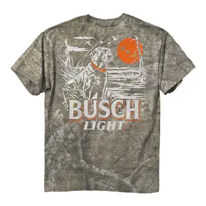 Busch Light - Camo Buck T-Shirt For Men, Realtree Camo Washed Shirt, Busch Light Beer Shirt, Camo Shirt For Men Casual Breathable, Gift For Men