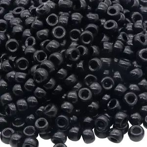 1000Pcs 9mm Black Plastic Barrel Pony Beads for Bracelet, Necklace, Hair Braiding, Key Chain and Jewelry Making