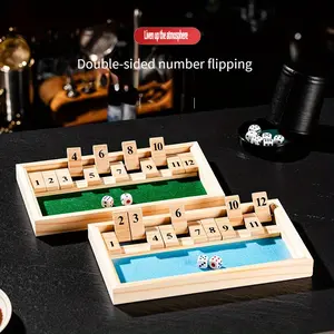 Mini Closed Box Game, Portable Travel Edition, Family Dice Game, Fun Family Party Table Game, Halloween and Christmas Gift, Wooden Number Flip Board