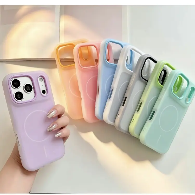 For iPhone 17 Pro Max 16 Pro 15 14 13 12 11 Magnetic (not strong) Defender 2 In 1 Dual Layer Jelly Soft Matte Clear Silicone + Candy Color-Blocking PC Hybrid Magsafe Wireless Charging Case Frosted Shockproof Bumper Luxury Back Cover