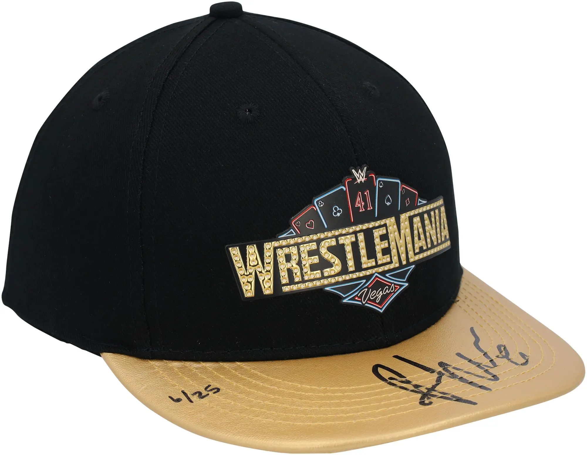 Rhea Ripley WWE Autographed WrestleMania 41 Gold Brim Snapback Cap - Limited Edition of 25 - Fanatics Authentic Certified