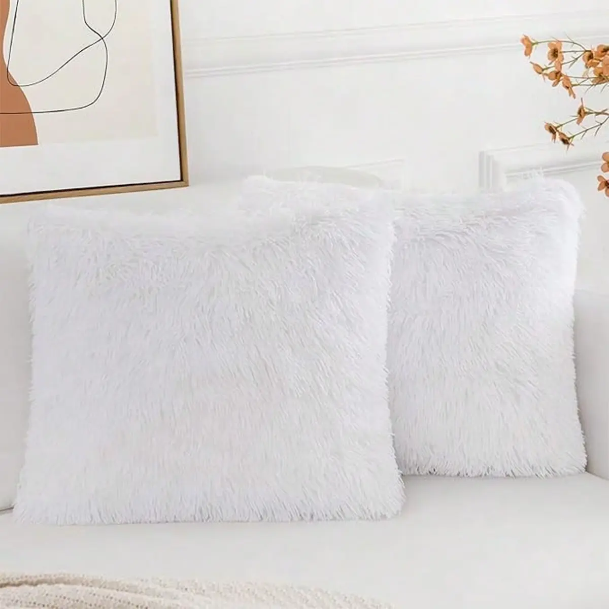 Colorful Plush Cushion Cover, 2 Counts Soft Comfortable Cushion Cover without Filler, Decorative Cushion Cover for Home Sofa Bed, Cushion Slipcovers