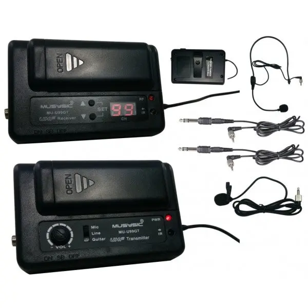 Professional UHF Wireless Microphone System for Guitar Camcorder MU-U99GT