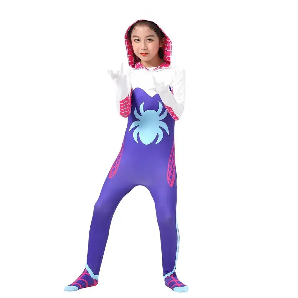 Gwen Costume Girls Gwen Stacy Cosplay Bodysuit Superhero Jumpsuits Halloween Party Clothes