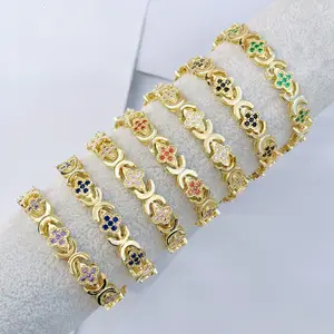 Clover Bracelet 14k Gold Plated Exquisite Bracelet Heart Trendy Flower Design