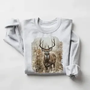 Vintage Deer Sweatshirt, Retro Deer Sweatshirt, Vintage Buck Crewneck, Hunting Camo, Animal Lover, Fall Sweatshirt, Unisex Sweatshirt Classic Cotton, Graphic Tees For Women And Men, Gifts For All