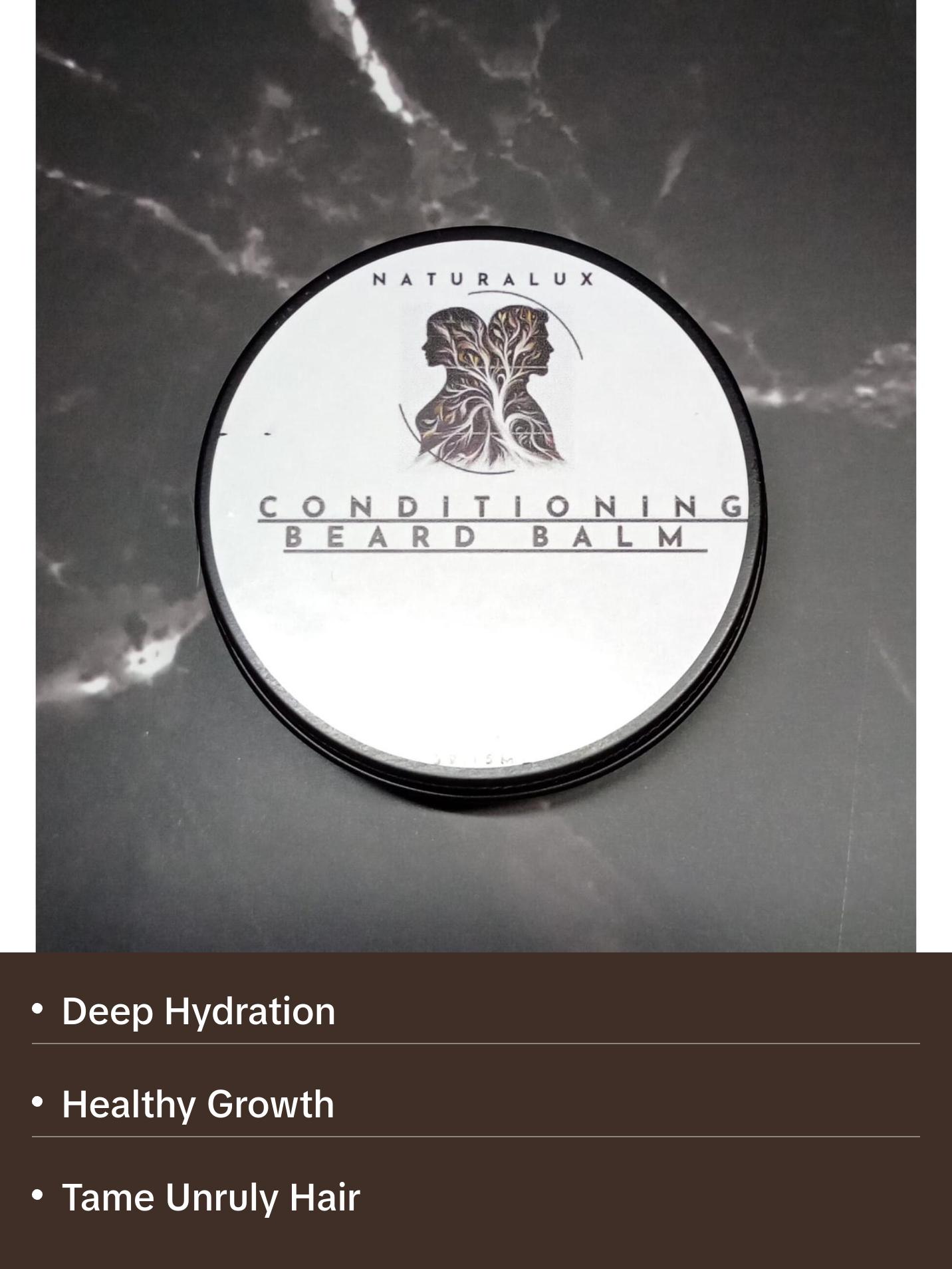 Naturalux Beard Balm with Moringa Oil, Shea Butter & Mango Butter - Nourishing Formula for Deep Hydration and Healthy Growth - Comfort, Hair Care