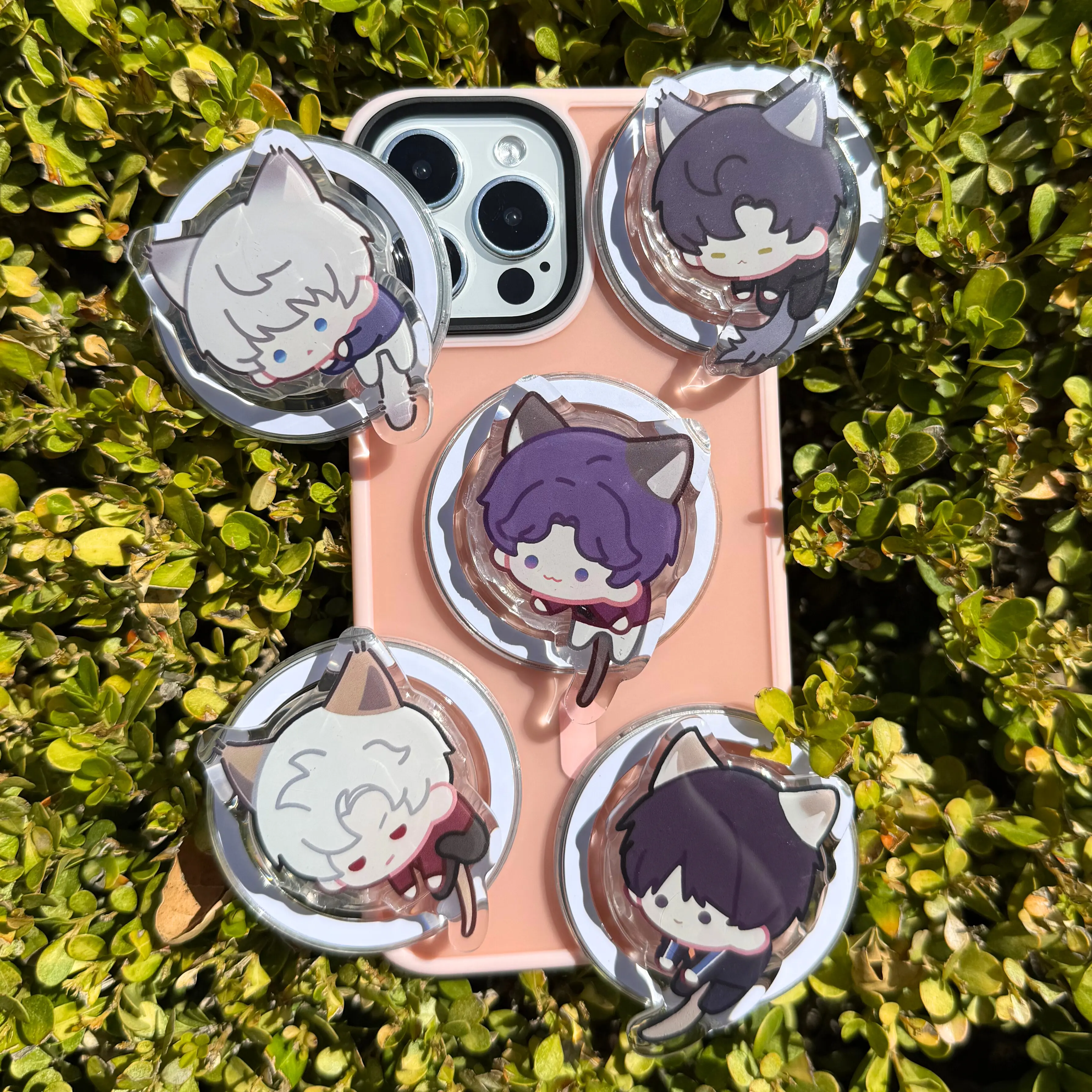 Chibi Love and Deepspace Magnetic Adhesive Phone Grip Cat Caretaker Kitty Rafayel Xavier Zayne Sylus Caleb