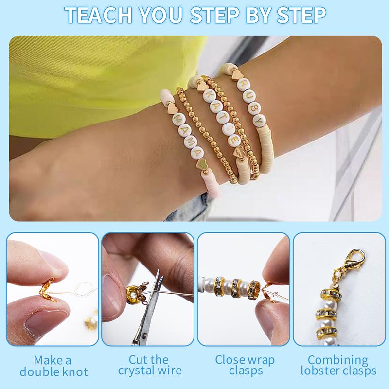 Clay Beads 9000 pcs Bracelet Making Kit with Heishi Disc Beads, 2 Boxes, Charms, and Creative Designs Craft Gift for Jewellery Making Beaded Jewelry Beading Accessories bracelet making kit