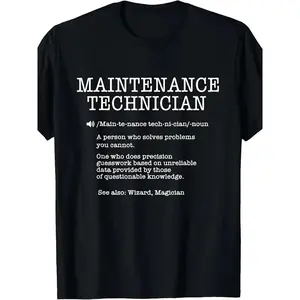 Maintenance Technician Repair Worker Handyman T-Shirt Casual Round Neck Tee With Handyman & Tools Graphic Print Workwear Gift Made In USA For Women For Men [Urbanvoice Decay.US cotton t-shirt/sweatshirt/hoodie, soft and comfortable]