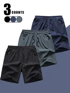 Men's Quick-Dry Fitness Shorts Set of 3, Summer Cool Breathable Running Gym Casual Gym Shorts with Pockets, Comfortable Workout Clothes