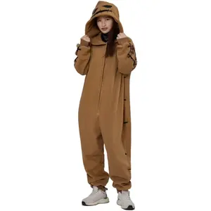 Adult Oogie Boogie Costume Onesie Pajamas Nightmare Cosplay Jumpsuit Villain Costume (brown, L)